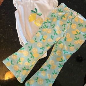 Lemon Print Kids Pajamas Set